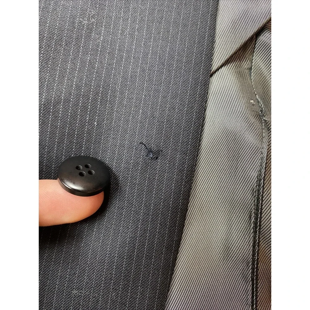 Banana Republic Suit‎ Jacket Sport Coat Blazer Wool 3 Button Black Stripe 42S